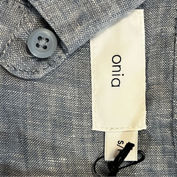 NWT Onia Men's Josh Linen Cotton Chambray Shirt w/ Pocket S New - Picture 11 of 12